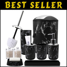 Load image into Gallery viewer, 9-Piece Black Marble Bathroom Accessories Set - Enhancing Elegance and Function
