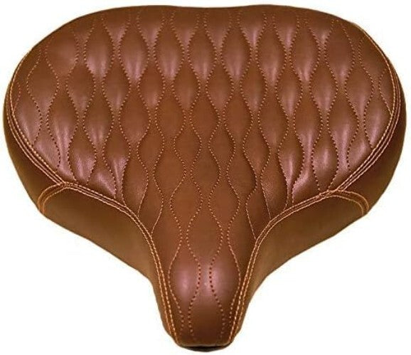 Stylish Faux Leather Beach Cruiser Saddle with Spring Cushioning - Black & White