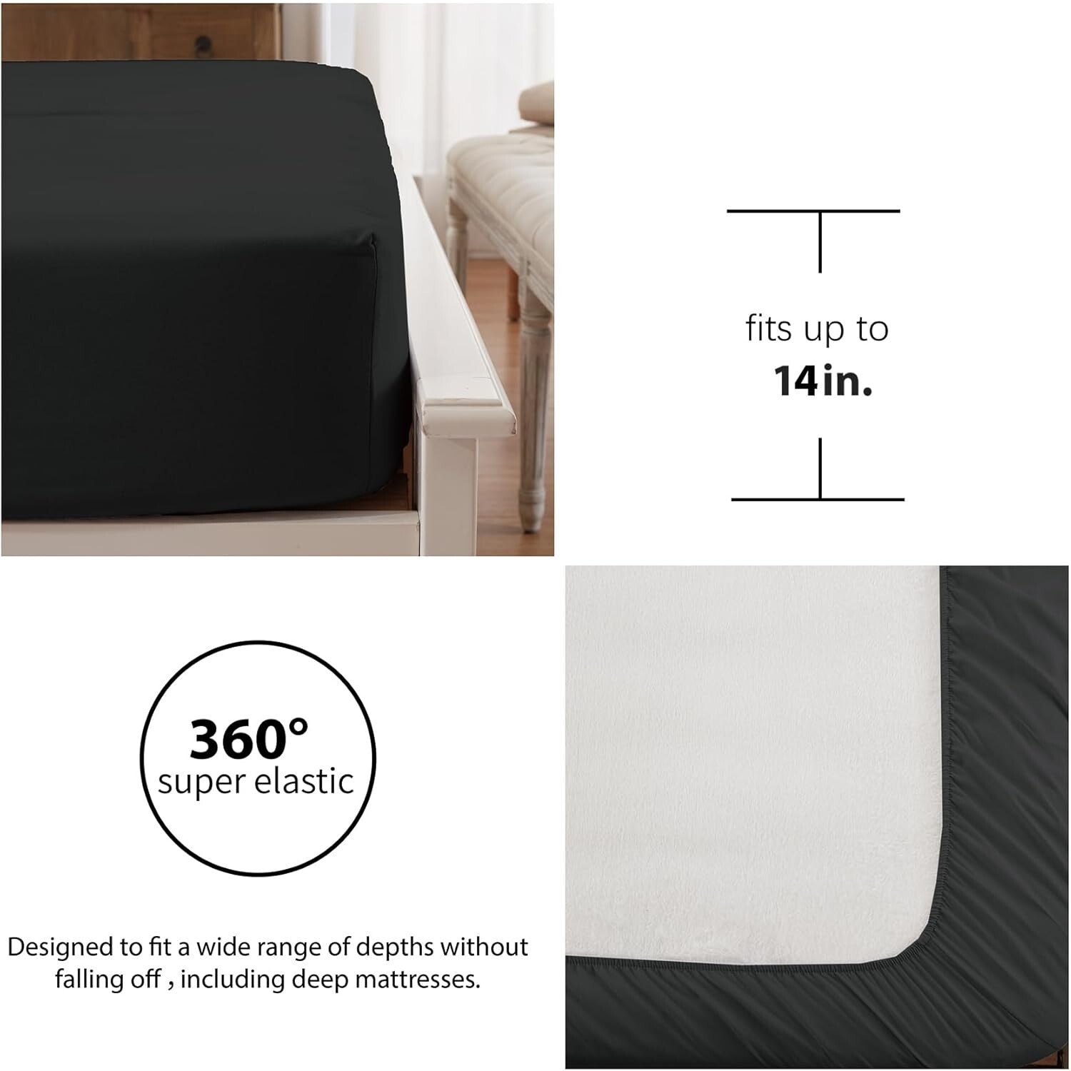 All Season King Size Bedding Set: 7-Piece Reversible Comforter in Black & Red