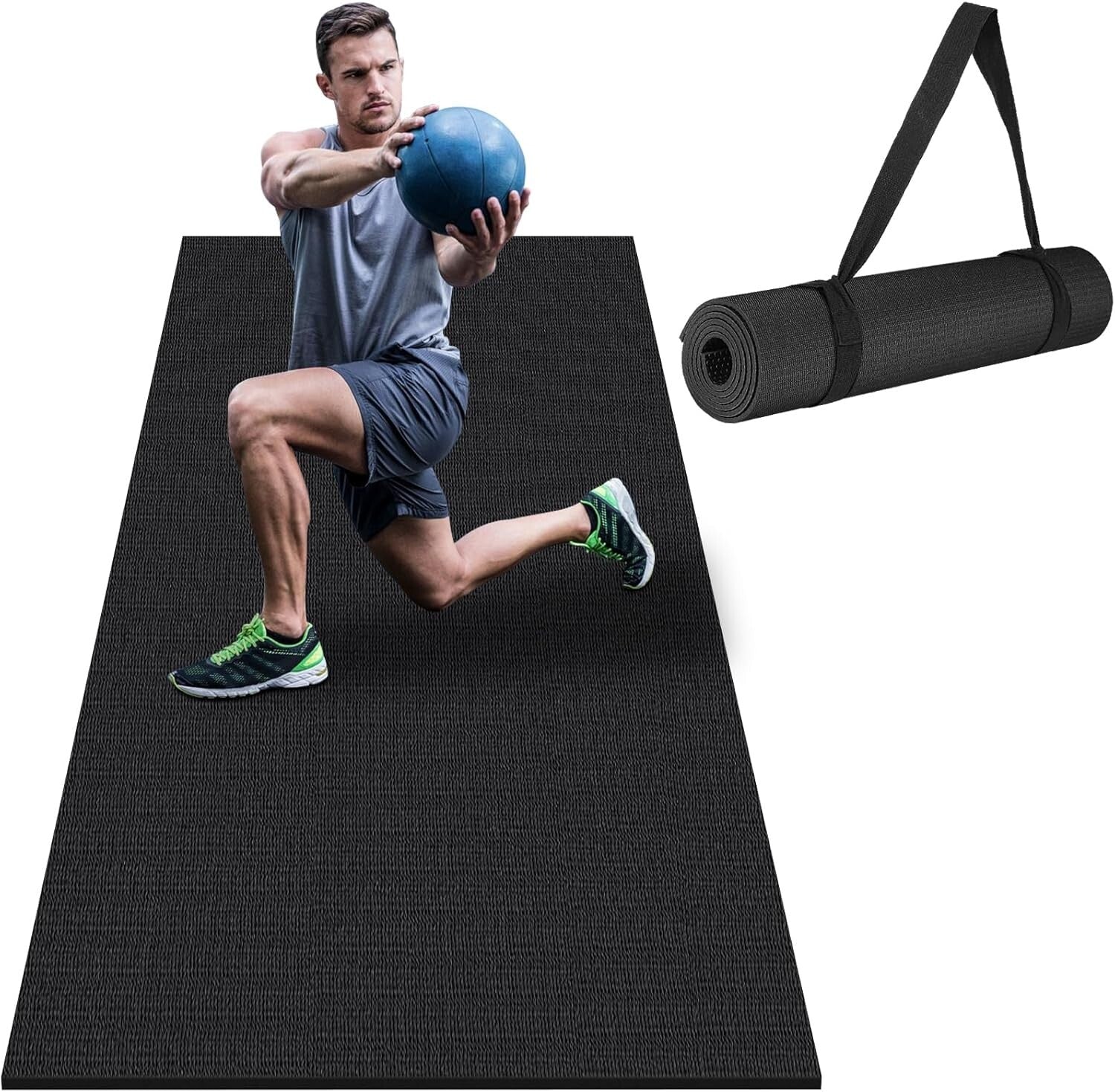 Eco-Friendly Large Workout Mat 6'x2' & 6'x4' - Heavy-Duty with Lifetime Warranty