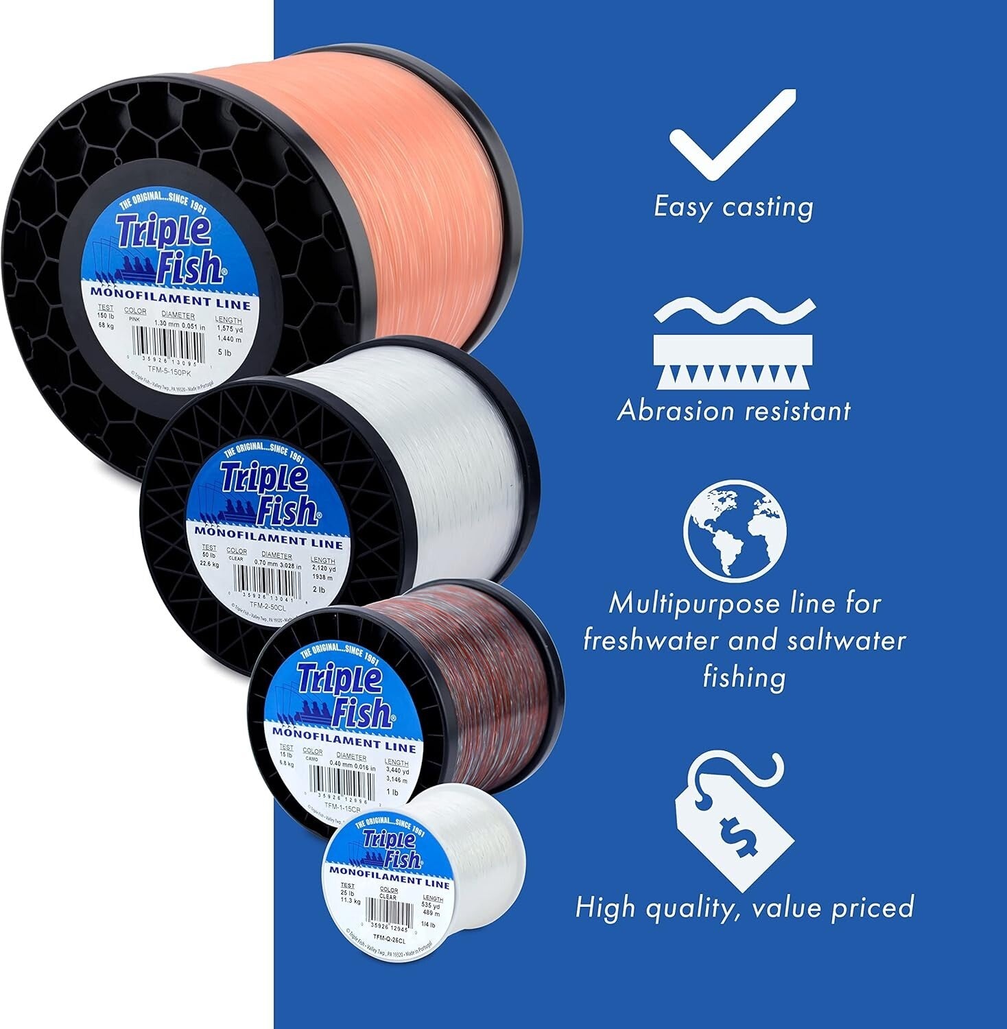 Strong Monofilament Fishing Line - Clear Pink Camo Ideal for Casting & Trolling