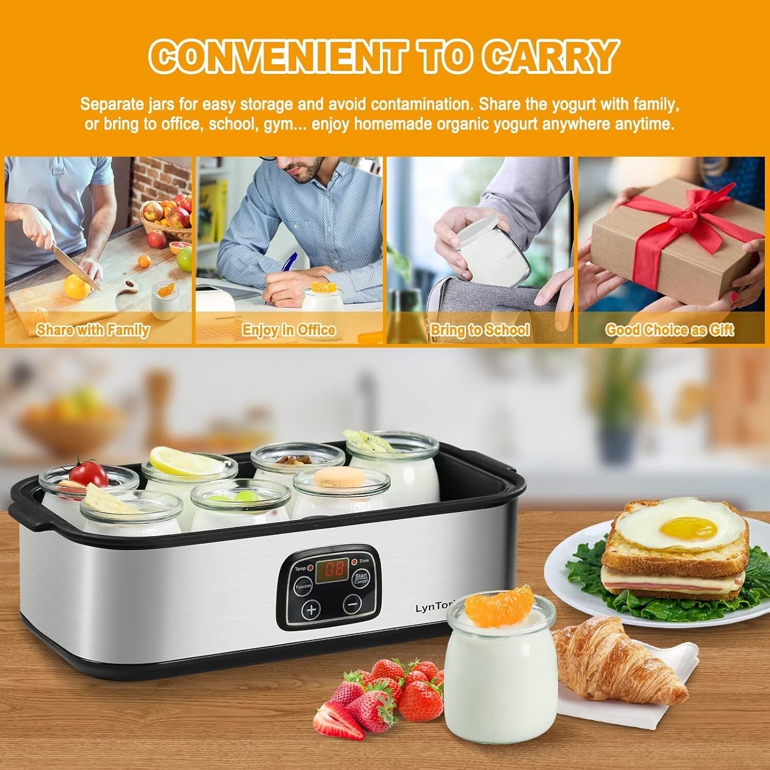 Stainless Steel Yogurt Maker with Time & Temperature Control for Healthy Living