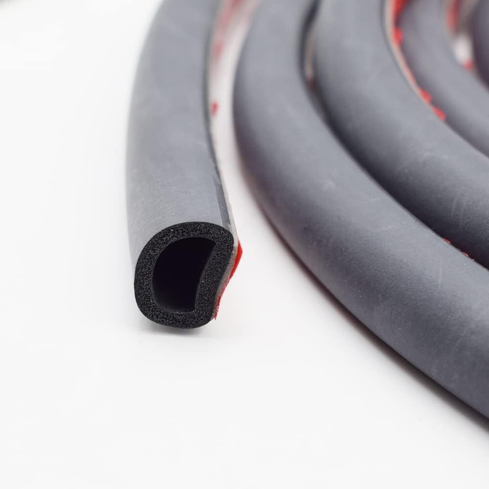 33FT EPDM Rubber D-Shaped Weather Stripping - Noise Insulation for Cars & Trucks