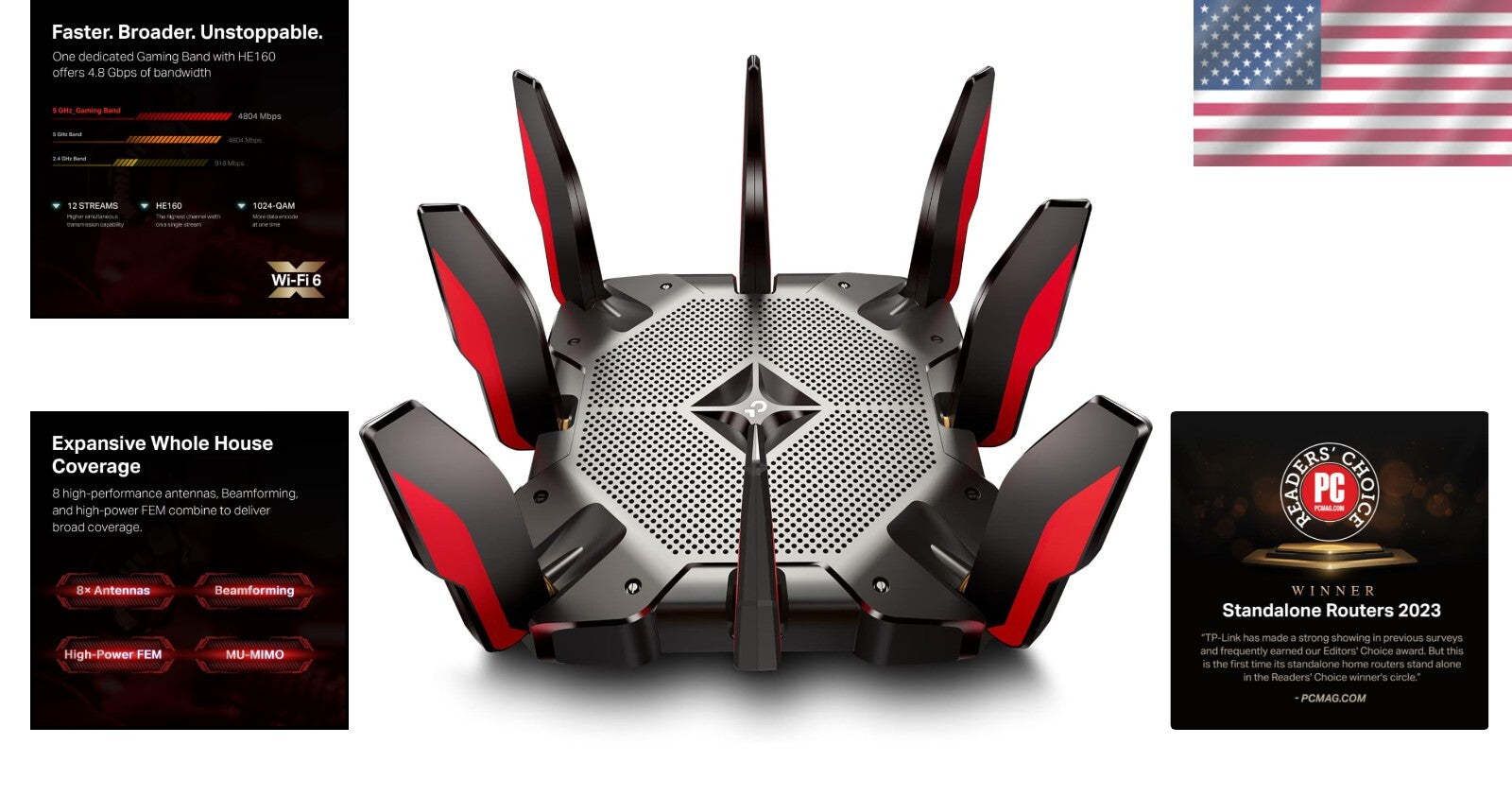 WiFi 6 Tri-Band Gaming Router AX10000 - Ultra-Fast 10 Gbps Speed for Homes