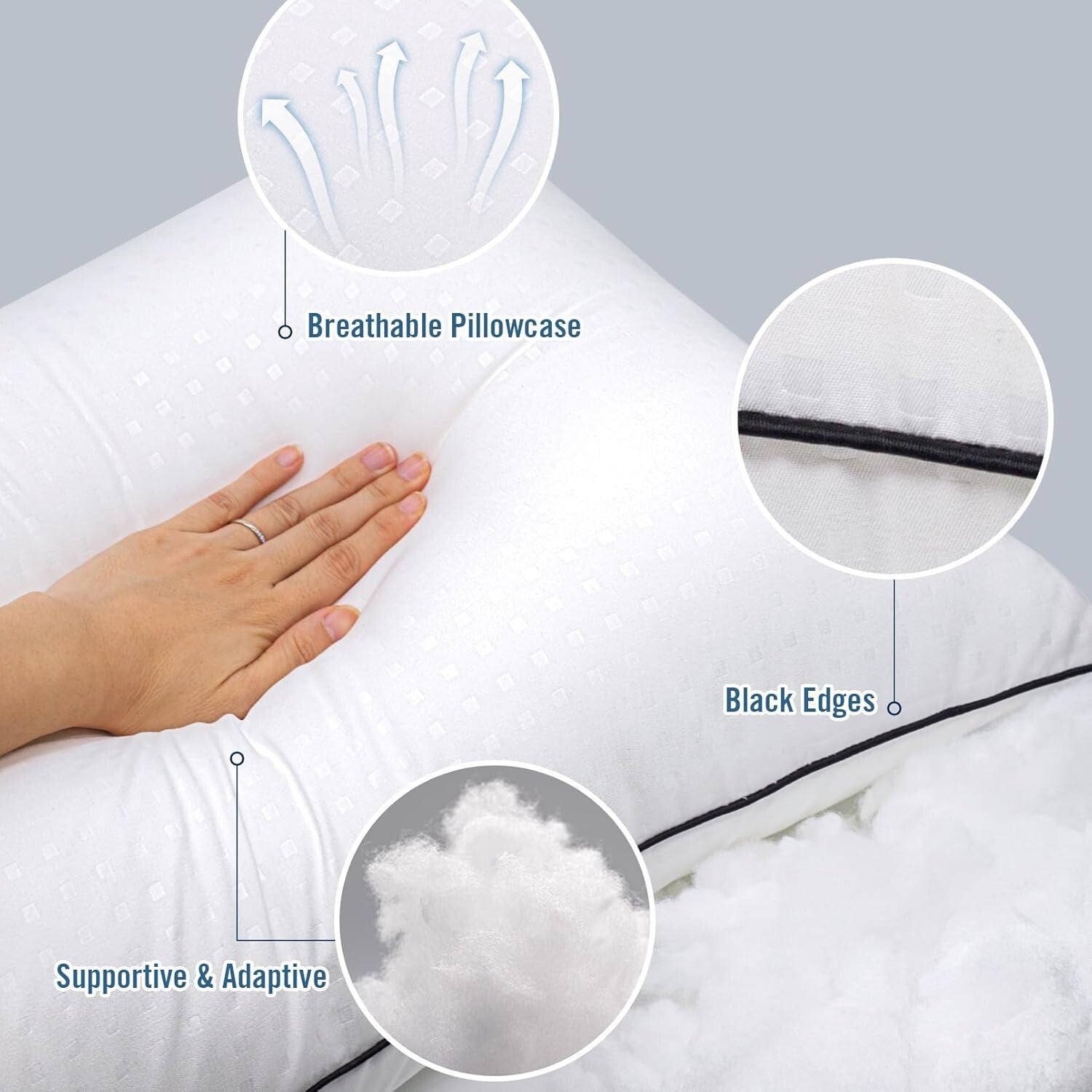 4-Pack Standard Size Machine Washable Bed Pillows for All Sleep Positions