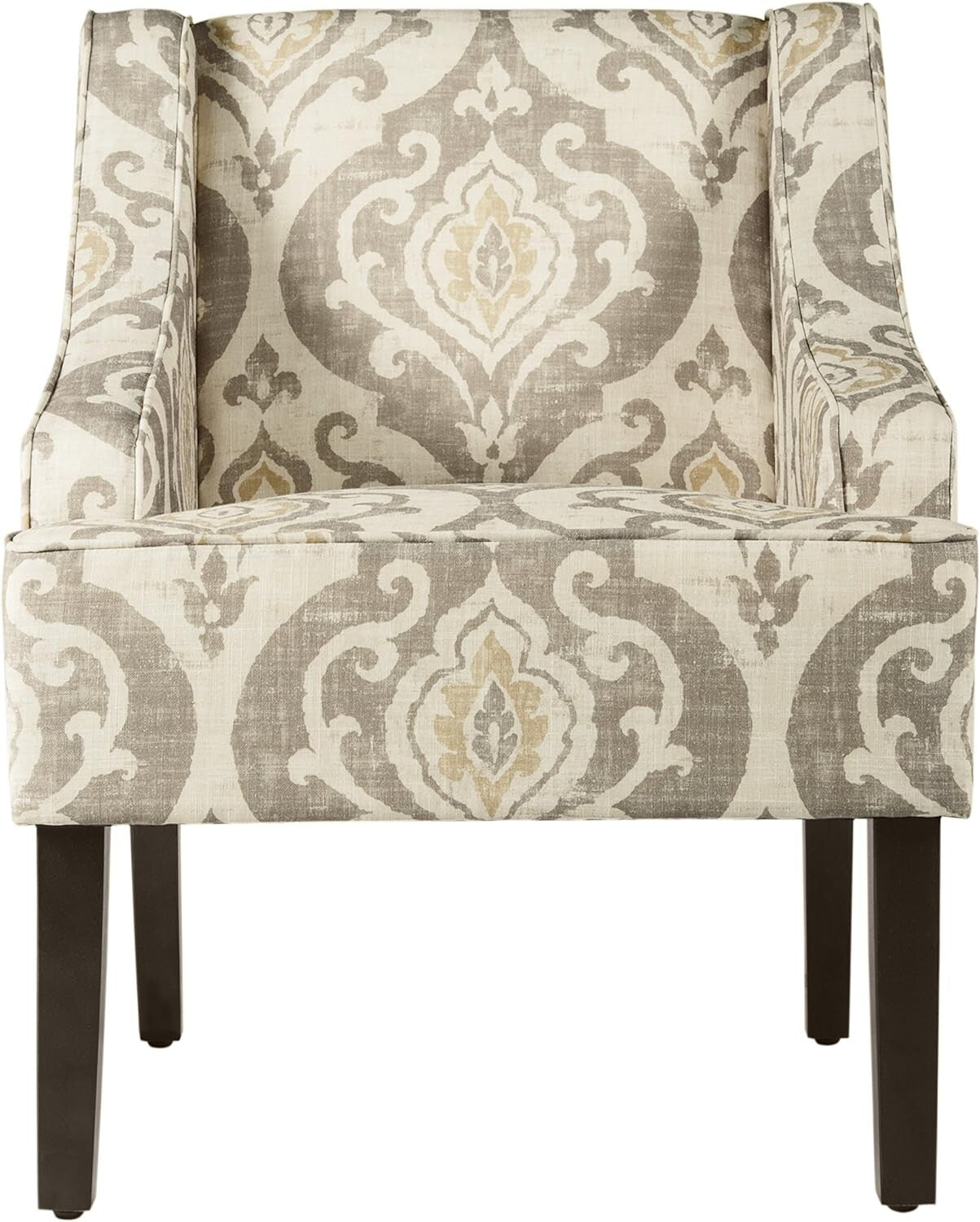 Elegant Suri Brown Upholstered Swoop Arm Accent Chair for Living Room & Bedroom