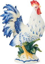 Load image into Gallery viewer, Vibrant Sicily Blue Ceramic Rooster &amp; Hen Statues - Elegant Farmhouse Accent