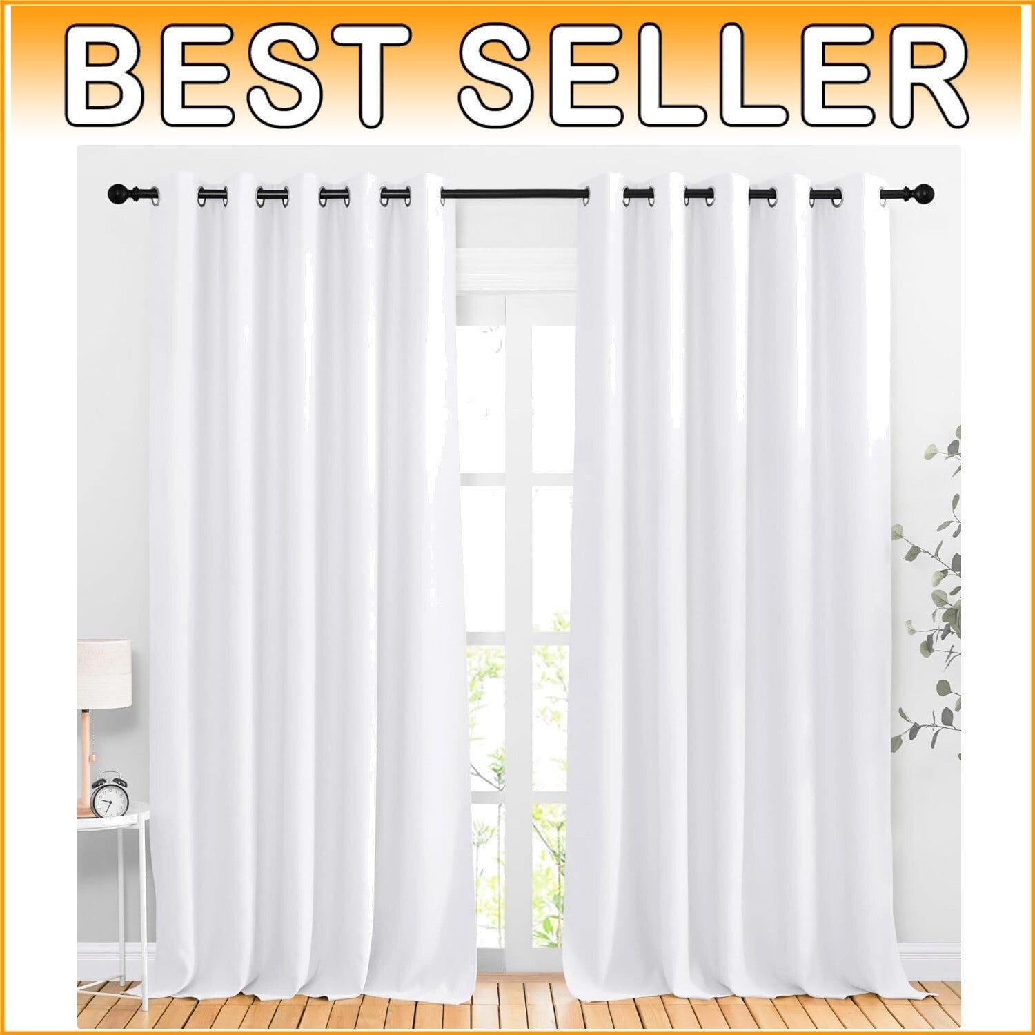 Elegant 50% Blackout Thermal Insulated Grommet Curtains - 66" x 102", 2 Panels