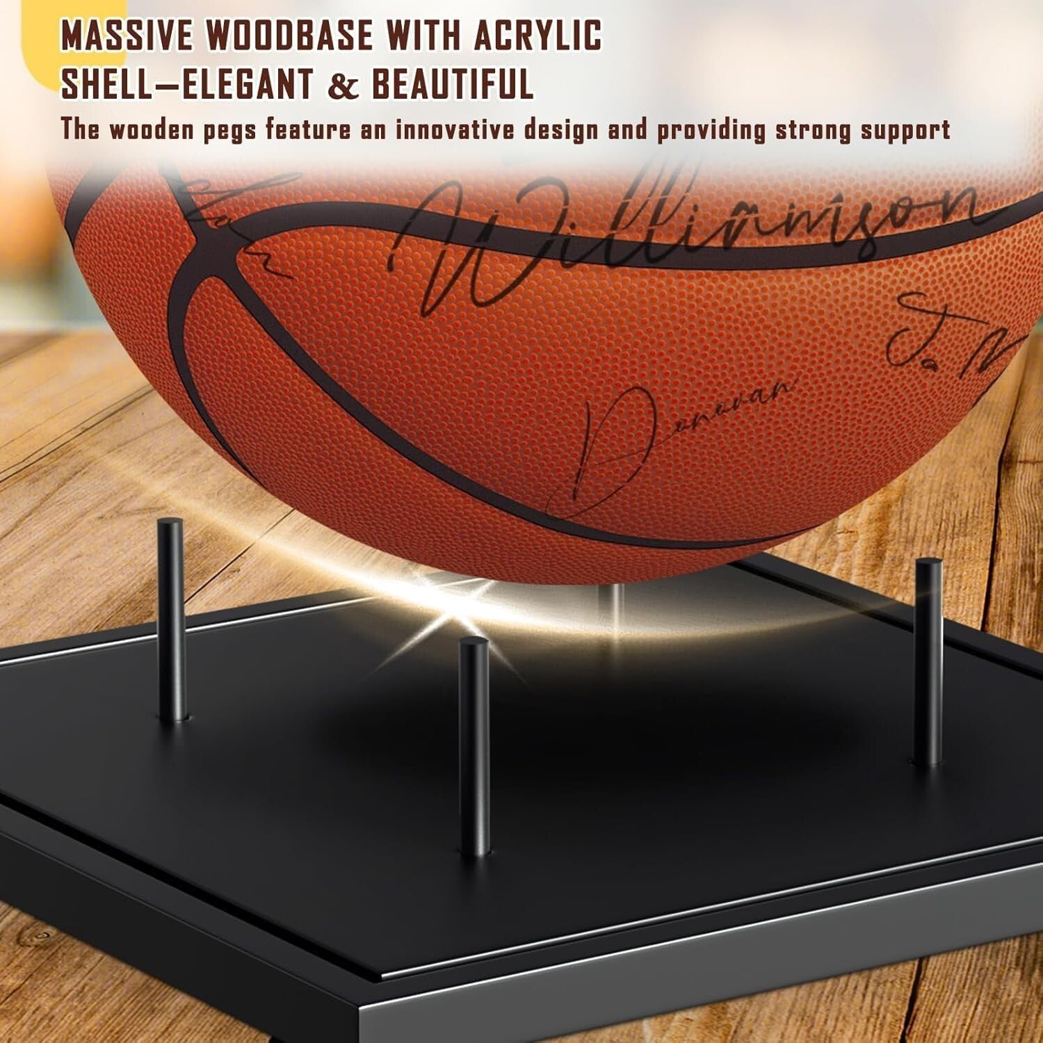 Stylish Clear Acrylic Display Case with Solid Wood for Autographed Collectibles