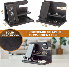 Load image into Gallery viewer, Multi-Functional Wood Phone Docking Station for Men - Ideal Gift in Fumed Black