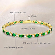 Load image into Gallery viewer, Elegant 14K Gold Plated Birthstone Bracelet - 7 Inch Sterling Silver Beauty
