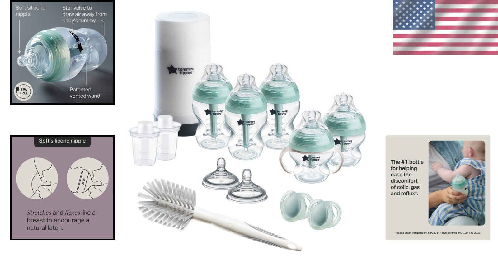 Advanced 14 Piece Baby Feeding Set - Leakproof Anti-Colic Bottles & Accessories