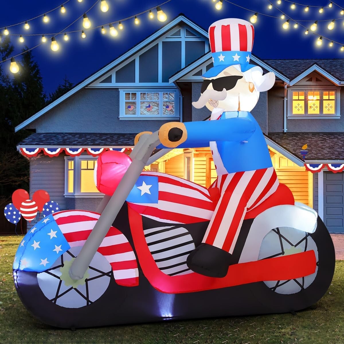 Bright 6FT Patriotic Uncle Sam Inflatable with Fast Setup & Weatherproof Design
