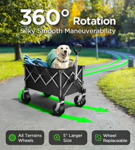 Load image into Gallery viewer, 220lb Capacity Collapsible Beach Wagon with Large Wheels - All-Terrain Utility