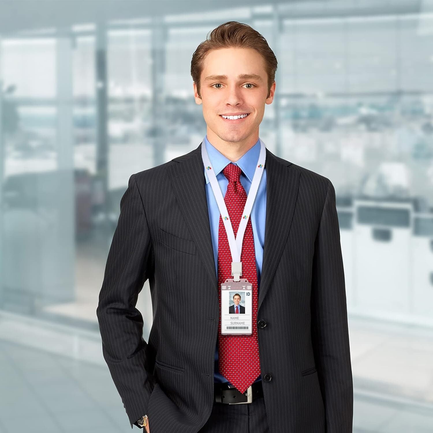 100 Pack Heavy Duty Clear ID Badge Holders with Permanent Locking - 2.4 x 4.2 in