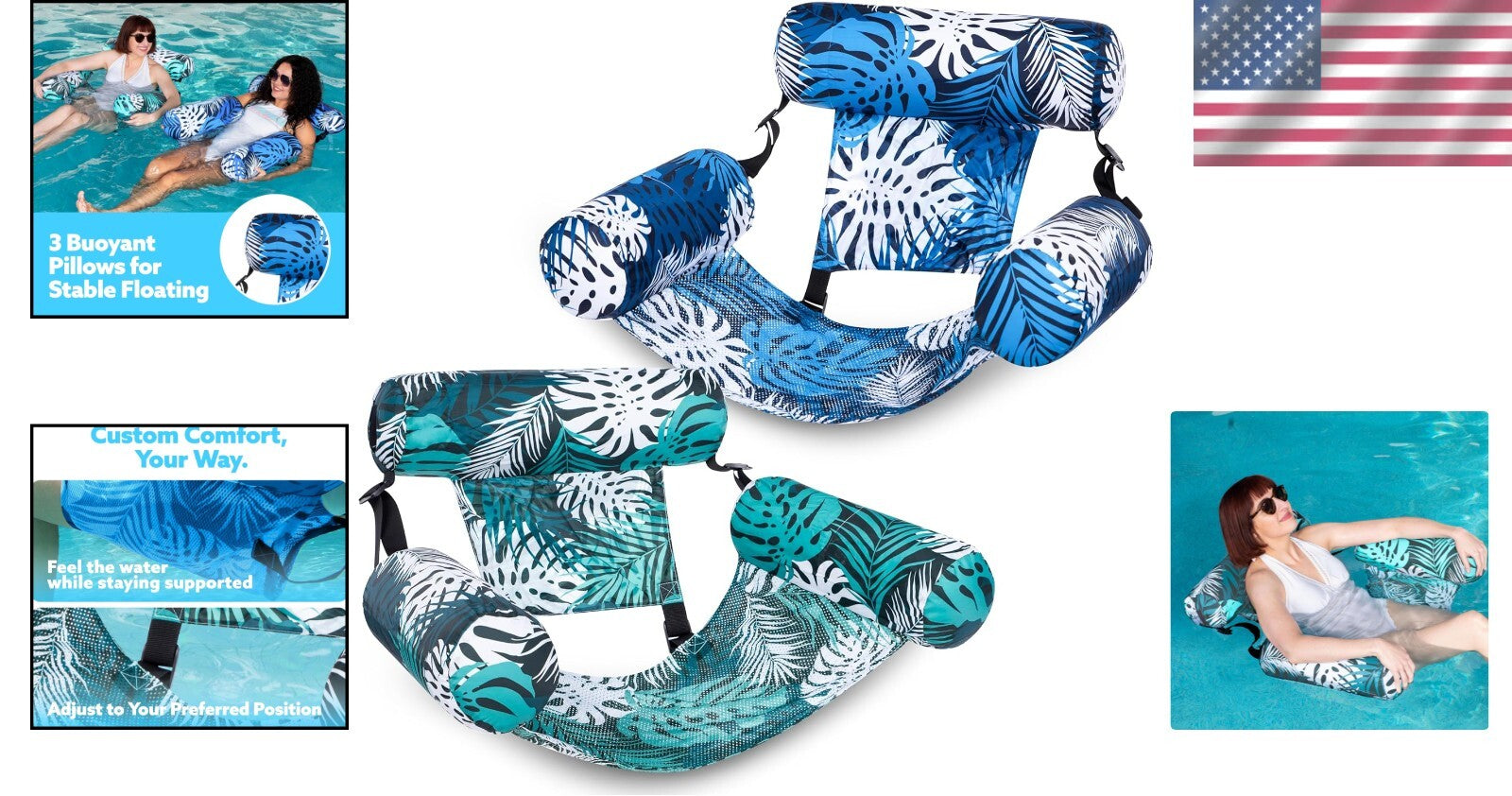 Comfortable Floating Lounge Chairs - 30”x16”x24” Inflatable Pool Noodles