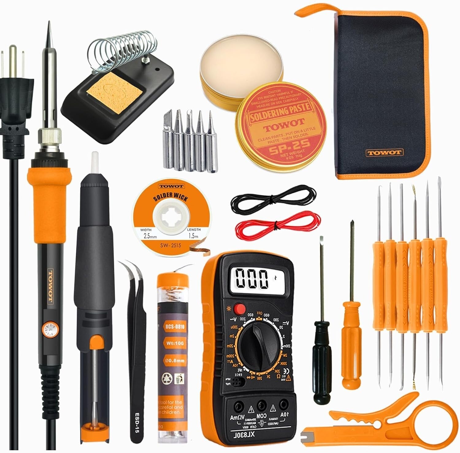 60W Adjustable Temperature Soldering Iron Kit - Complete Set for Electronics