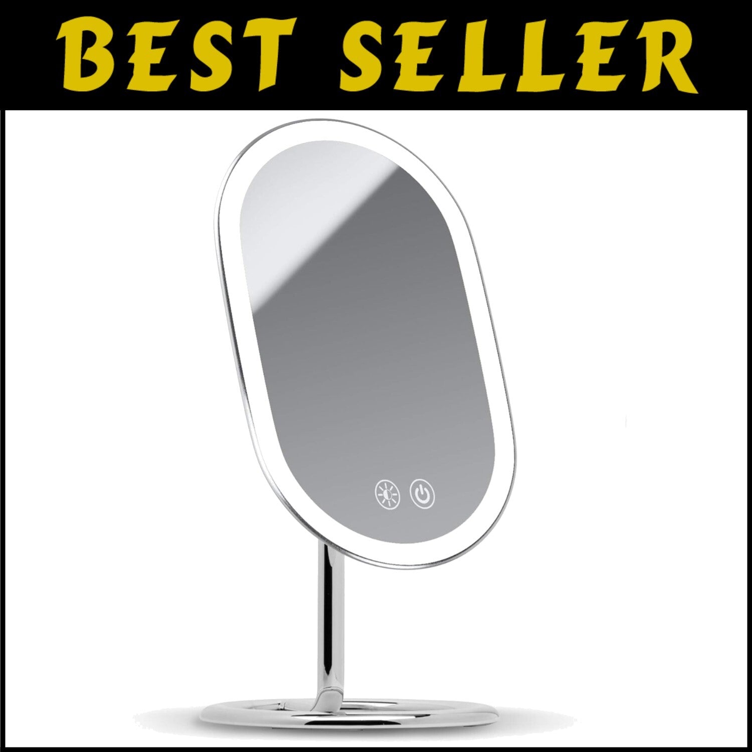 Rechargeable LED Lighted Vanity Mirror with Dual Magnification - Chrome Elegance