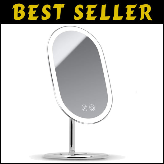 Rechargeable LED Lighted Vanity Mirror with Dual Magnification - Chrome Elegance