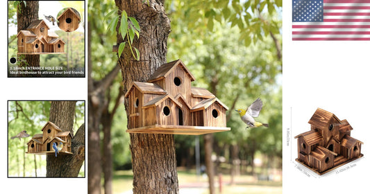 Beautifully Crafted Birdhouse with 6 Rooms - Ideal for Outdoor Bird Watching