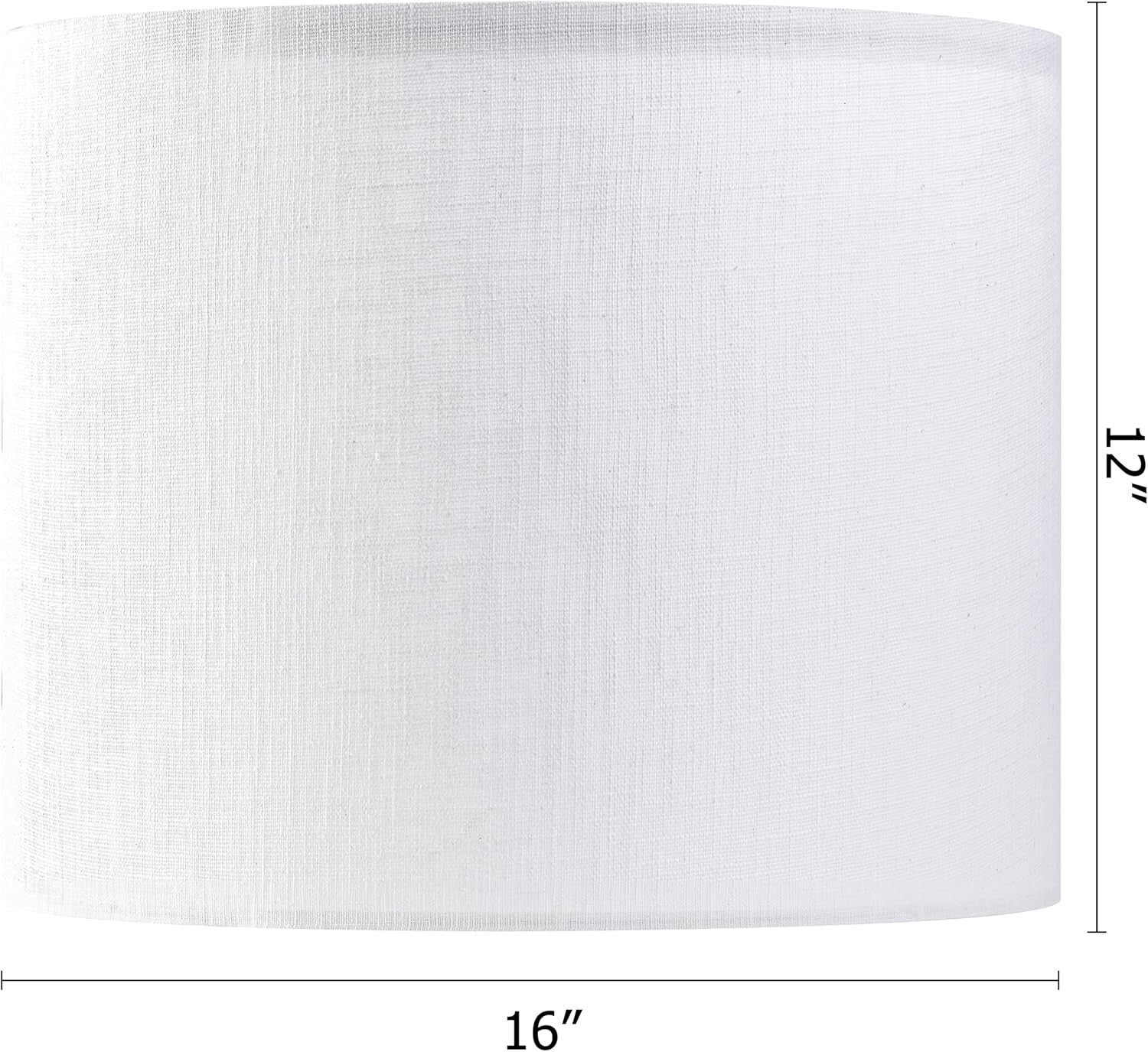 Easy Assembly White Linen Drum Lampshades - 16" Large Set of 2 for Versatile Use