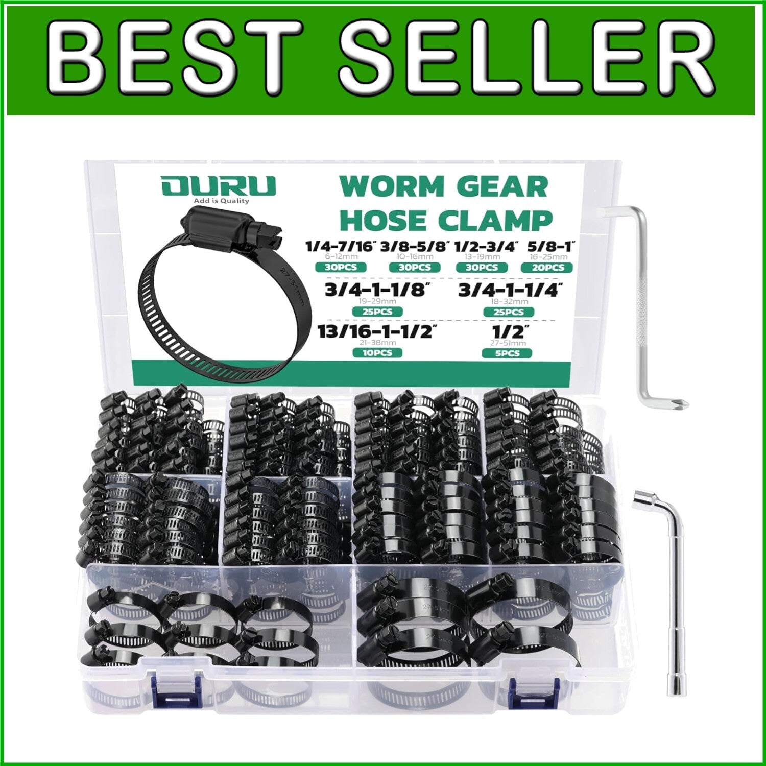 Durable Adjustable Hose Clamps Kit - 1/4" to 2" Black Stainless Steel Collection