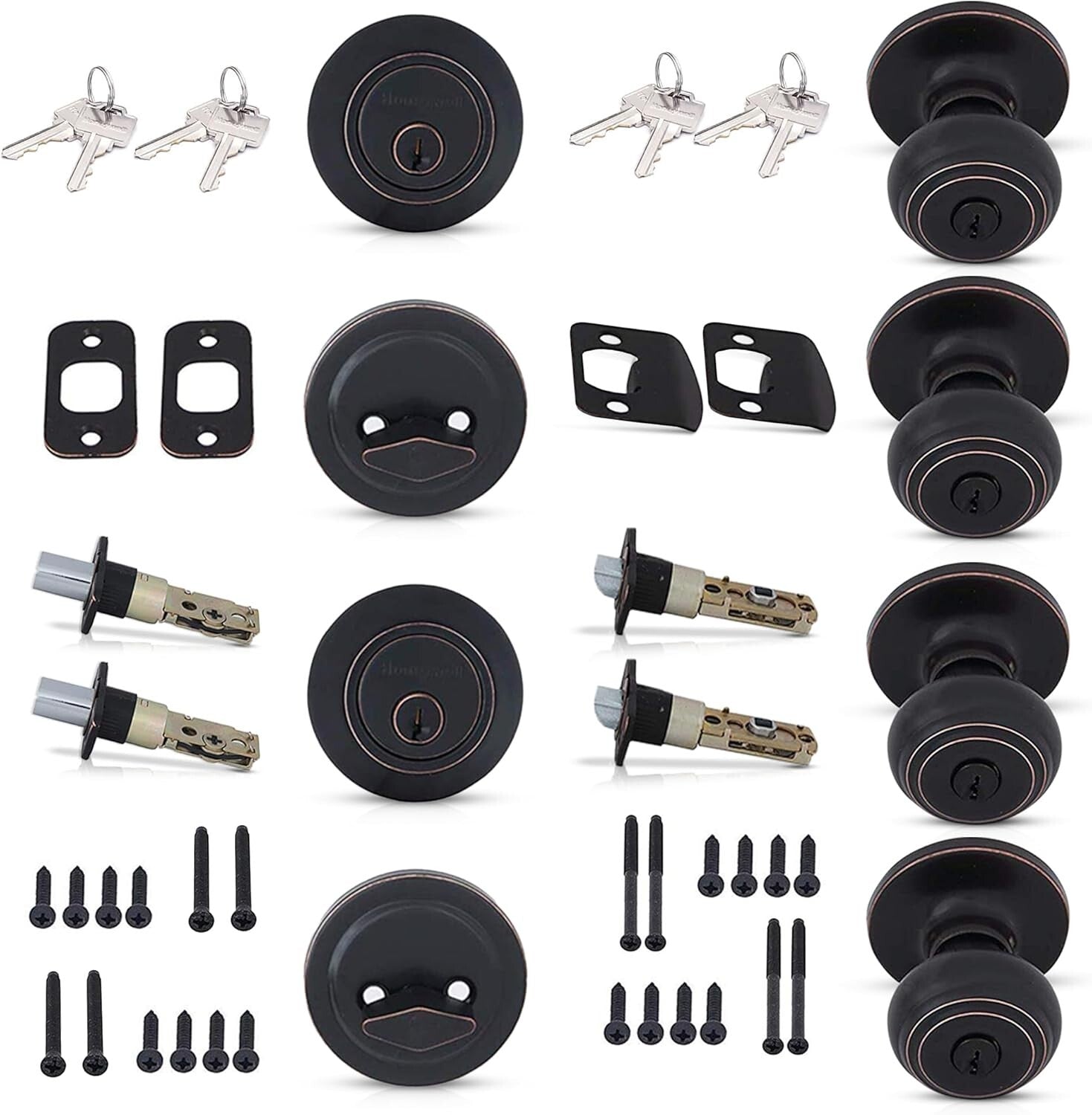 Quick Install 2 Pack Entry Door Knob with Deadbolt - Strong Security Grade-3