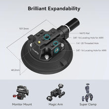 Load image into Gallery viewer, Heavy-Duty 4" Suction Cup Mount - Max 10kg Static Load for Filming in Vehicles