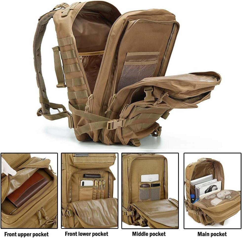 45L Military Tactical Backpack with MOLLE System for Hiking & Outdoor Adventures