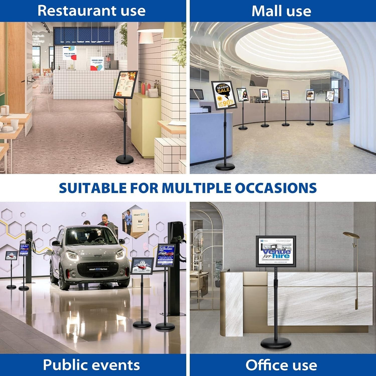 6-Pack Adjustable Height Poster Sign Stands - Heavy Duty & Stylish Display S