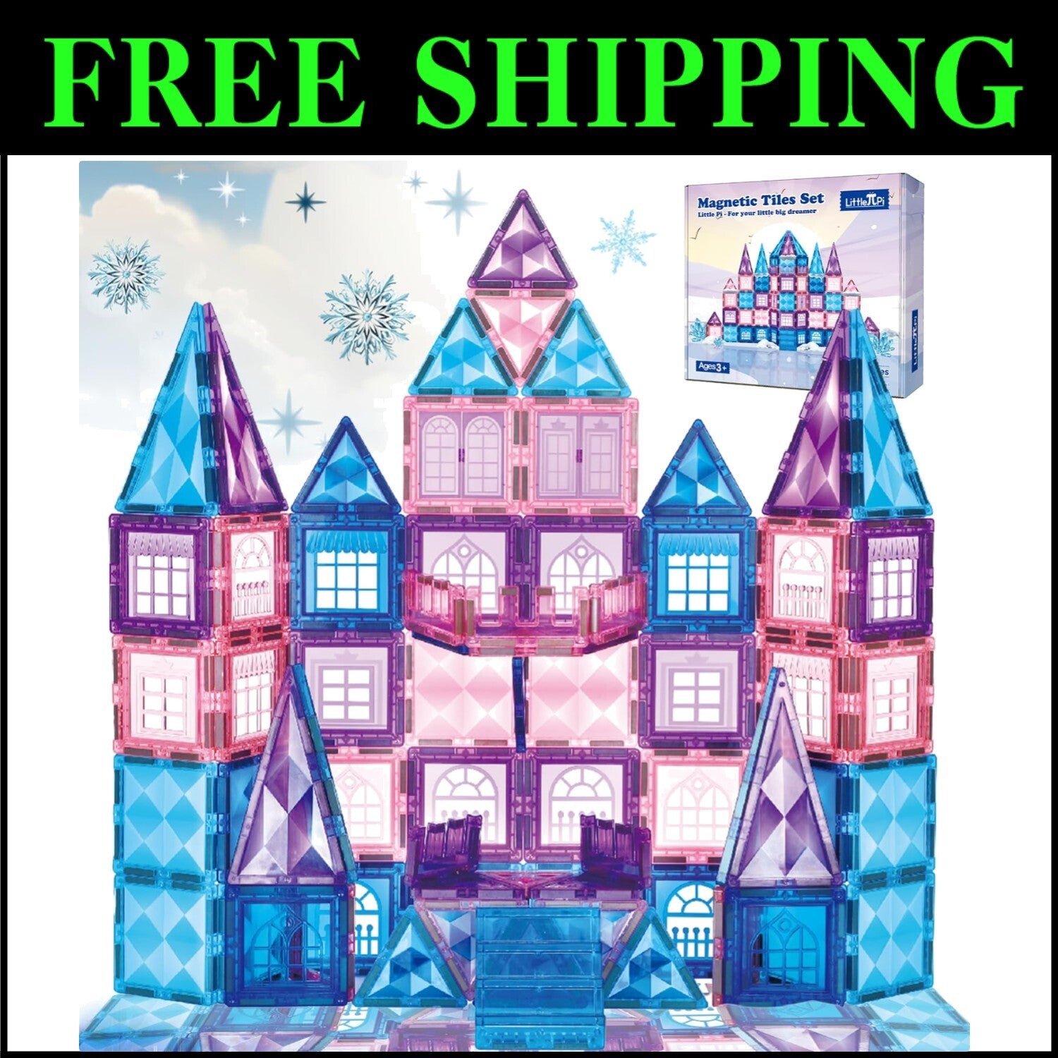 102-Piece Frozen Princess Castle Magnetic Building Blocks - STEM Educational Toy