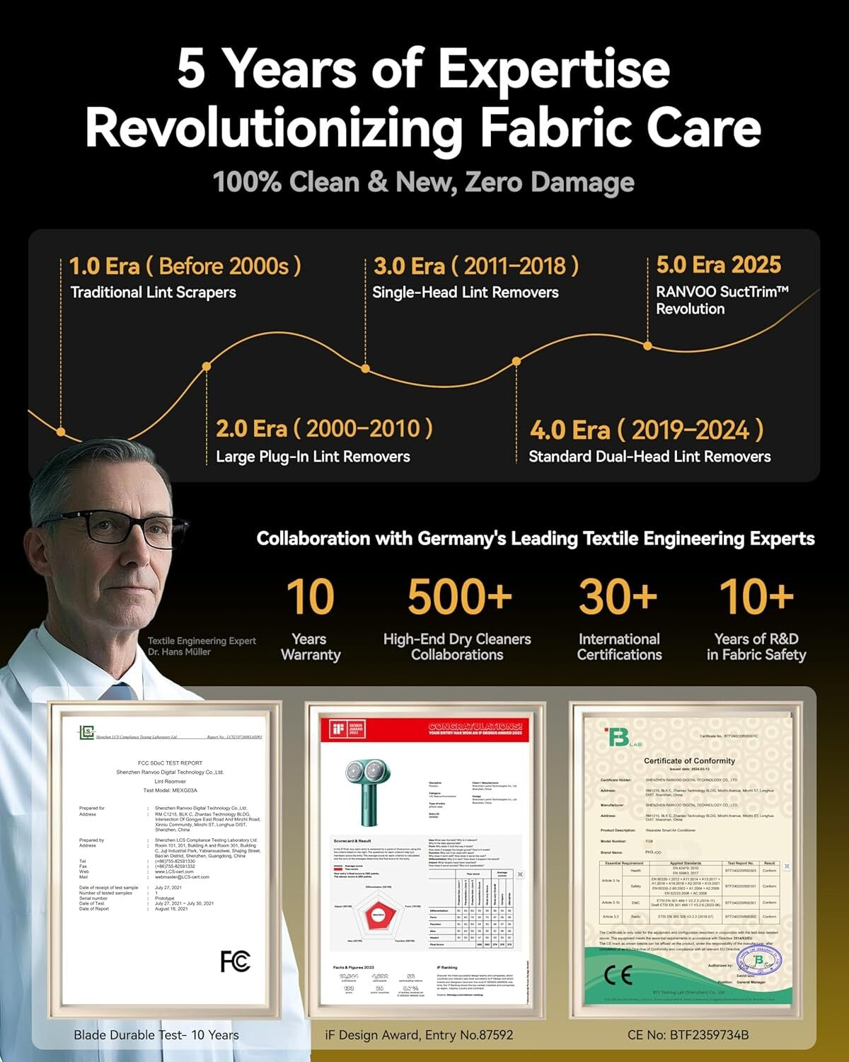 High-Speed Electric Lint Shaver with Dual Heads - Protects Delicate Fabrics