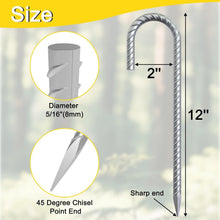 Load image into Gallery viewer, Versatile Heavy Duty 12" Rebar Stakes - Easy to Use for Secure Ground Anchoring