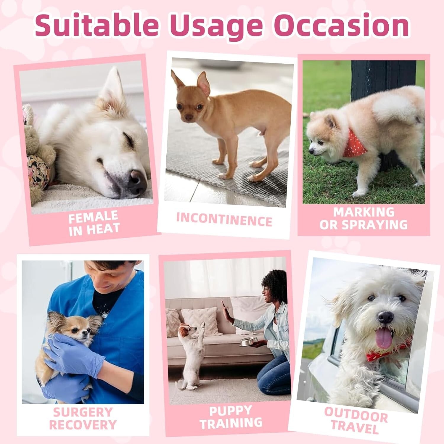 Comfortable Pink Disposable Dog Diapers for Female Dogs - 360° Leak Protection