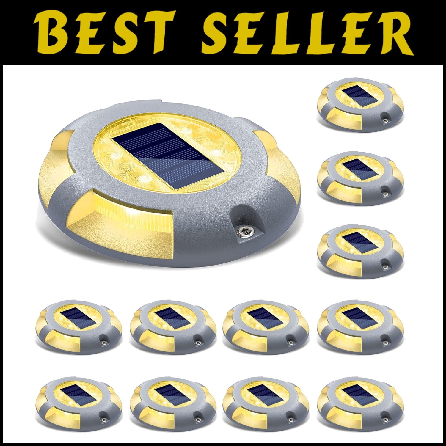 12 Pack Solar Deck Lights - Stylish Waterproof Oval LED Shine for Pathway Safety