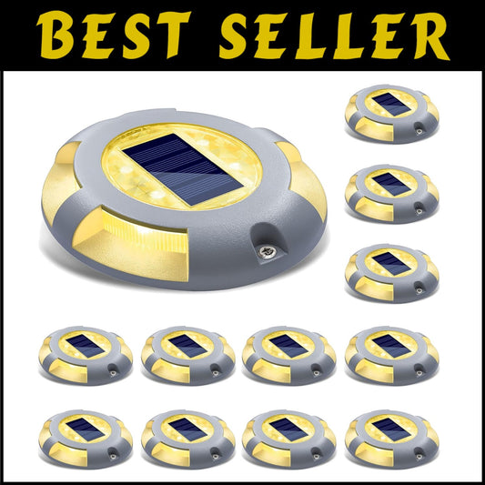 12 Pack Solar Deck Lights - Stylish Waterproof Oval LED Shine for Pathway Safety