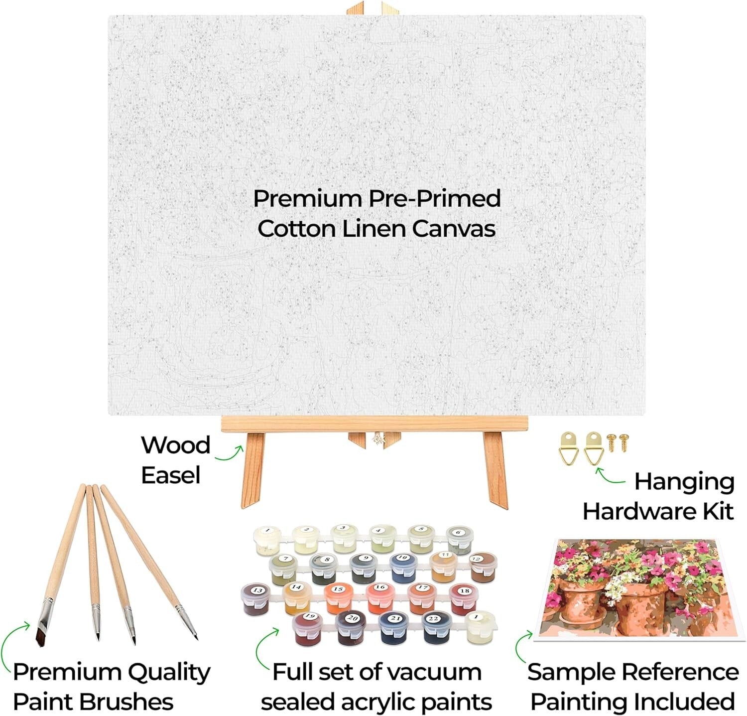 Complete Adult Paint by Numbers Set with Easel - Sweet Petunias 16x20