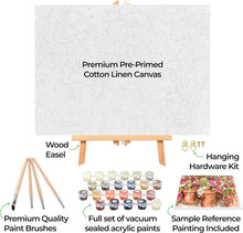 Load image into Gallery viewer, Complete Adult Paint by Numbers Set with Easel - Sweet Petunias 16x20