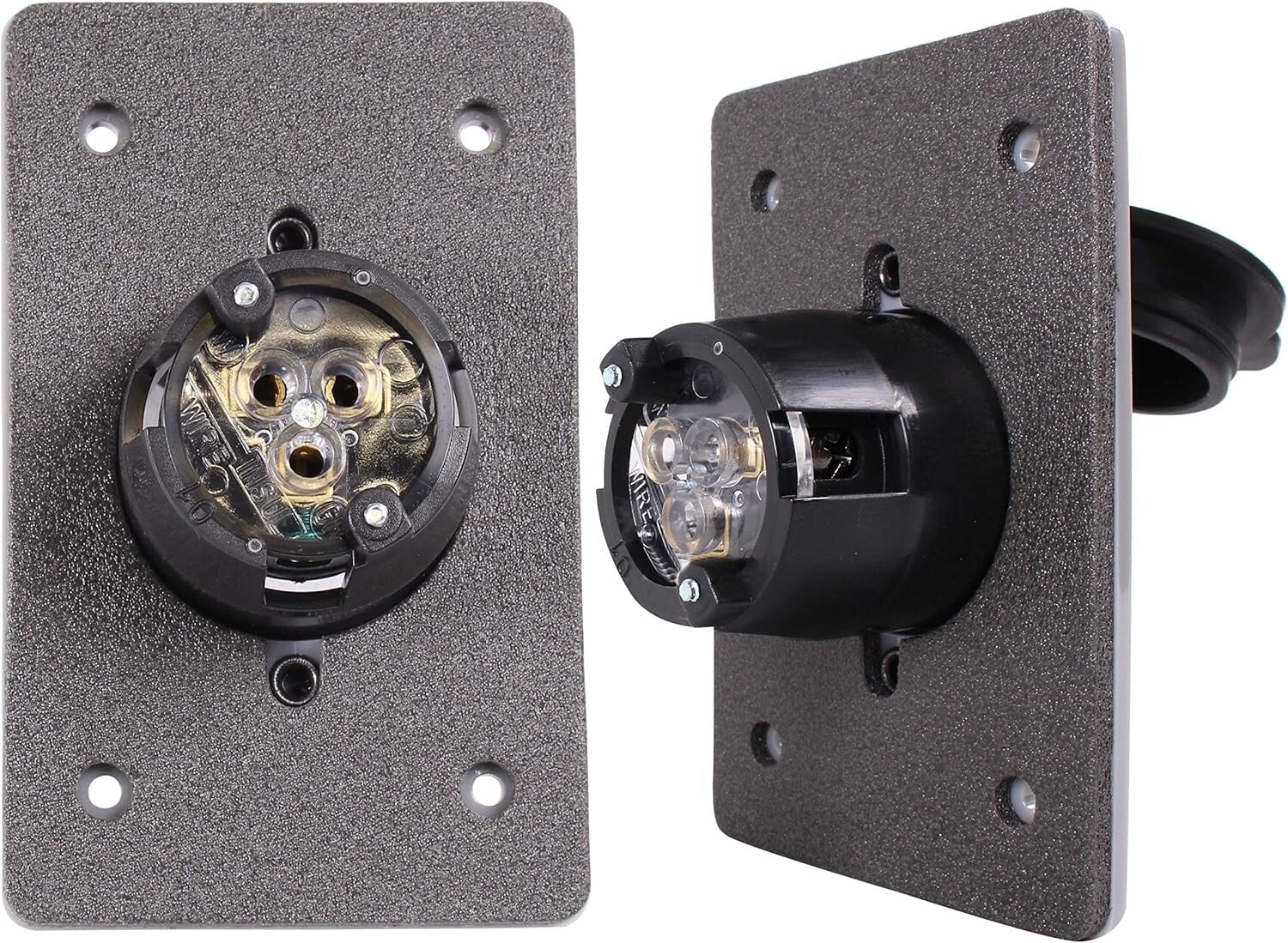 Industrial Grade 15 AMP Flanged Power Inlet with Integrated Nylon Faceplate