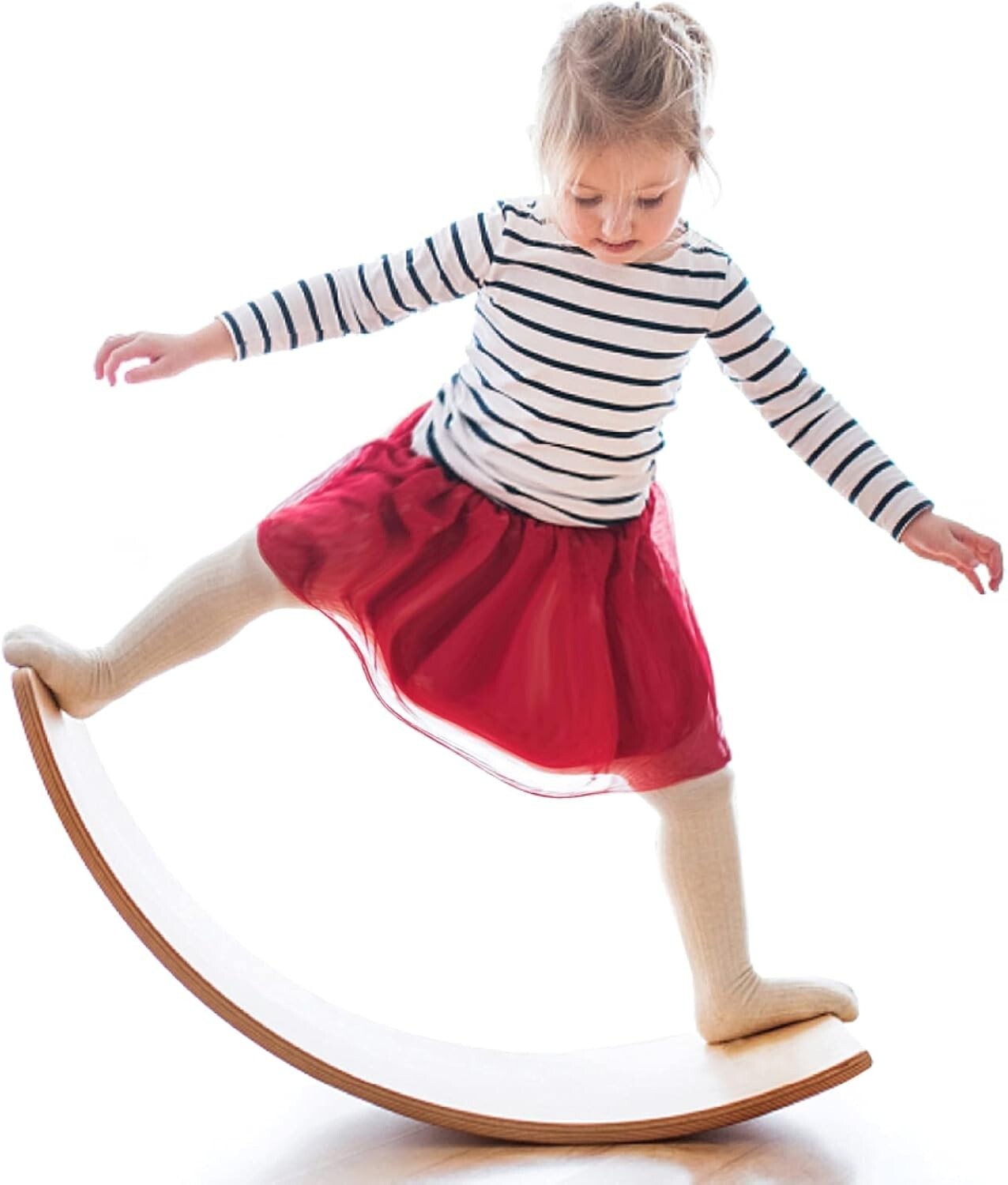 Natural Wooden Wobble Balance Board for Kids & Adults - 35 Inch Versatile Toy