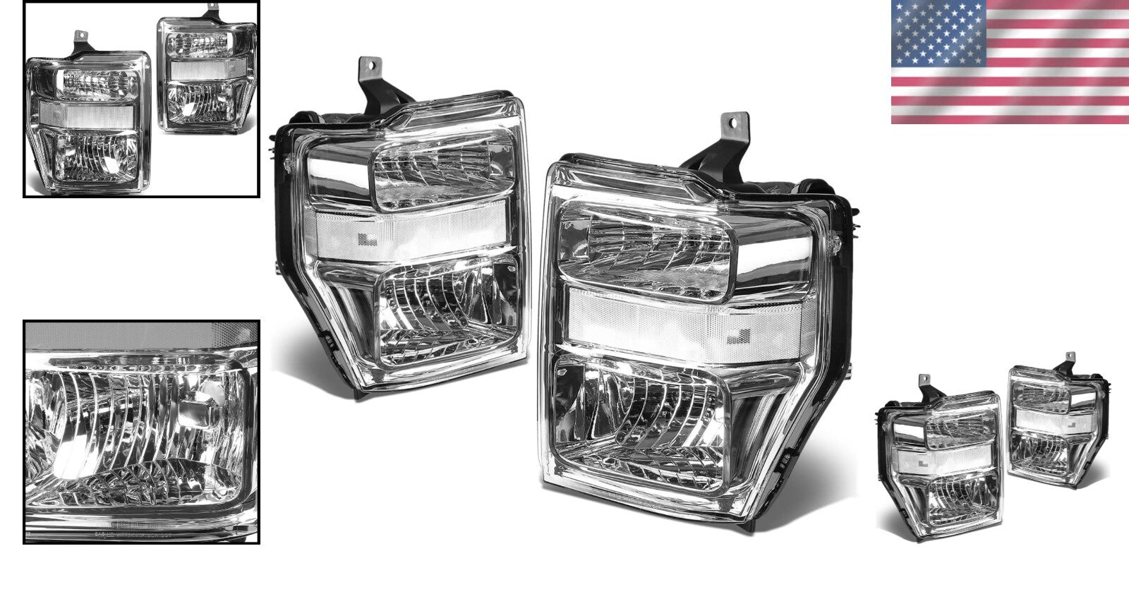 High Beam Chrome Headlights for 08-10 F-450 / F-550 Super Duty Trucks - Easy Fit