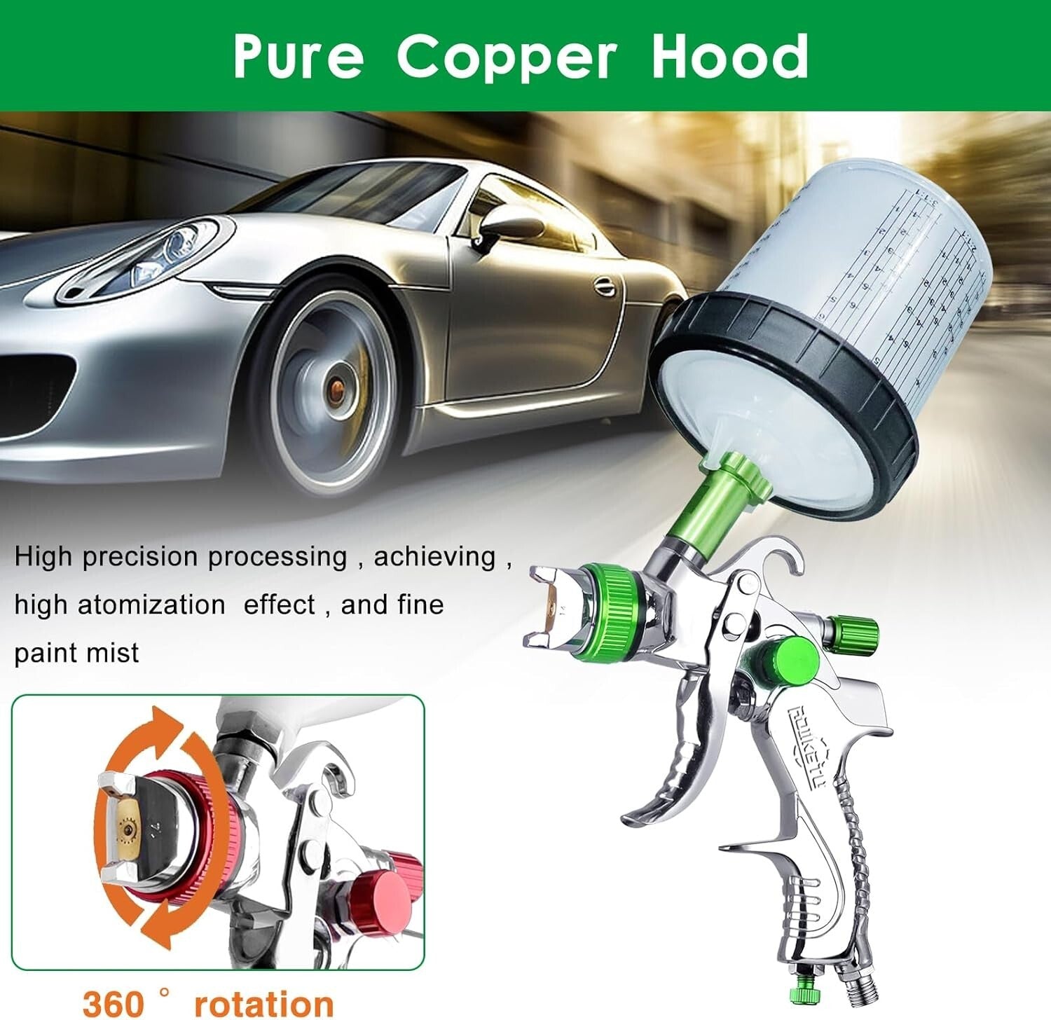 Lightweight HVLP Paint Gun with 10 Disposable Cups - Perfect for Home & Auto