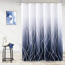 Load image into Gallery viewer, Stylish Water Repellent Shower Curtain Set in Dark Blue and White - 72 Inch