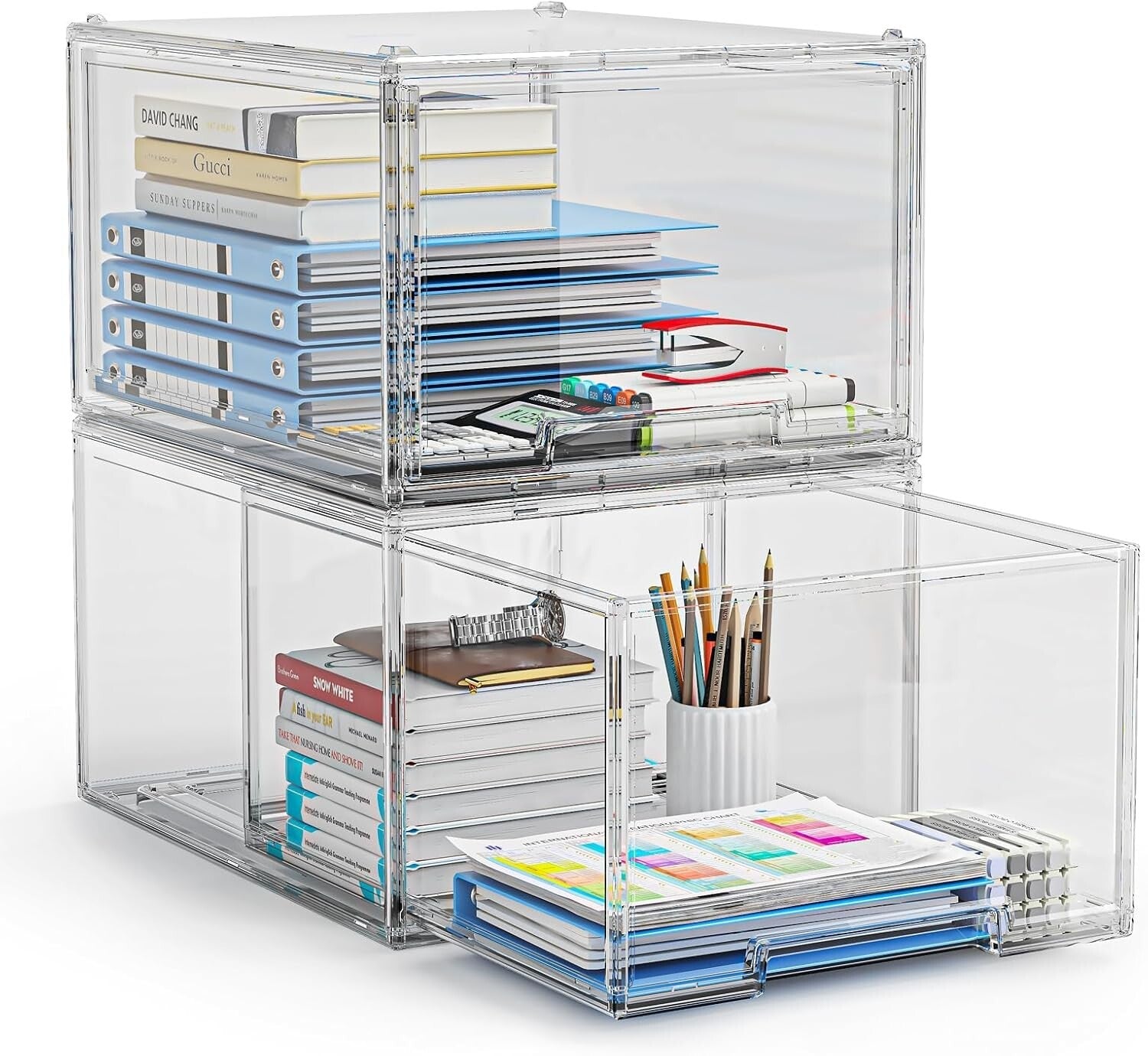 Durable 2 Drawer Clear Acrylic Desktop Organizers - Versatile Storage Solution