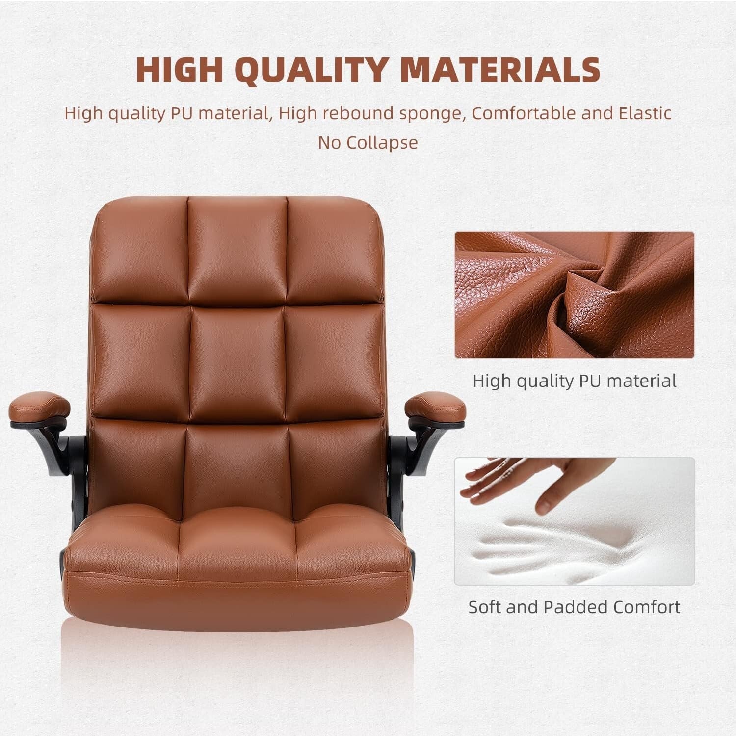 Ergonomic Rolling Swivel Desk Chair with Leather Finish for Modern Home Offices