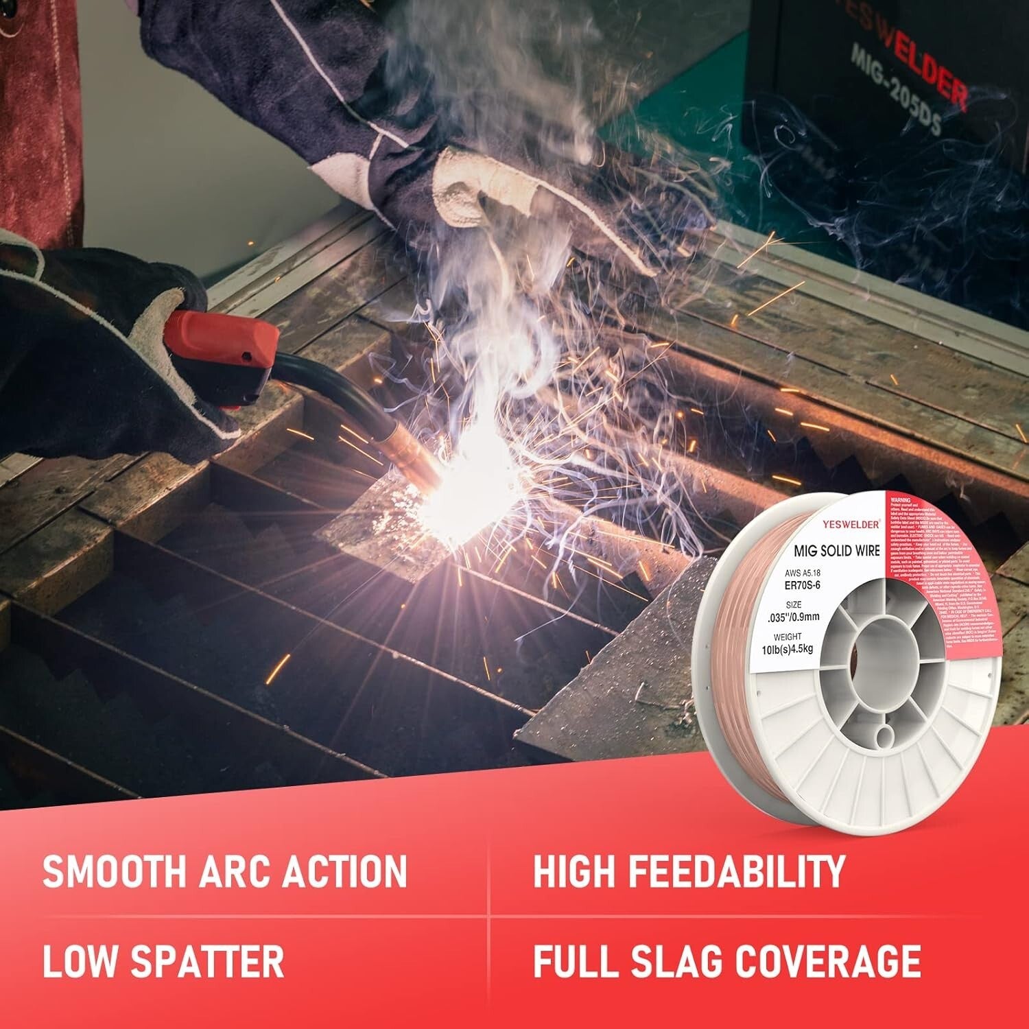 10-Pound MIG Welding Wire - Durable 0.035-Inch Carbon Steel on ABS Spool