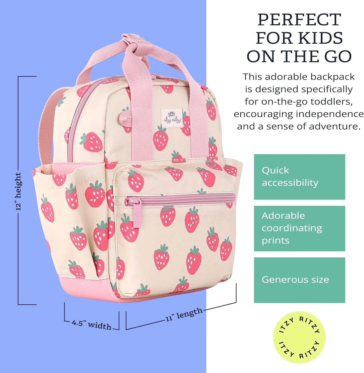 Functional Strawberry Backpack for Toddlers - Perfect Daycare Travel Companion