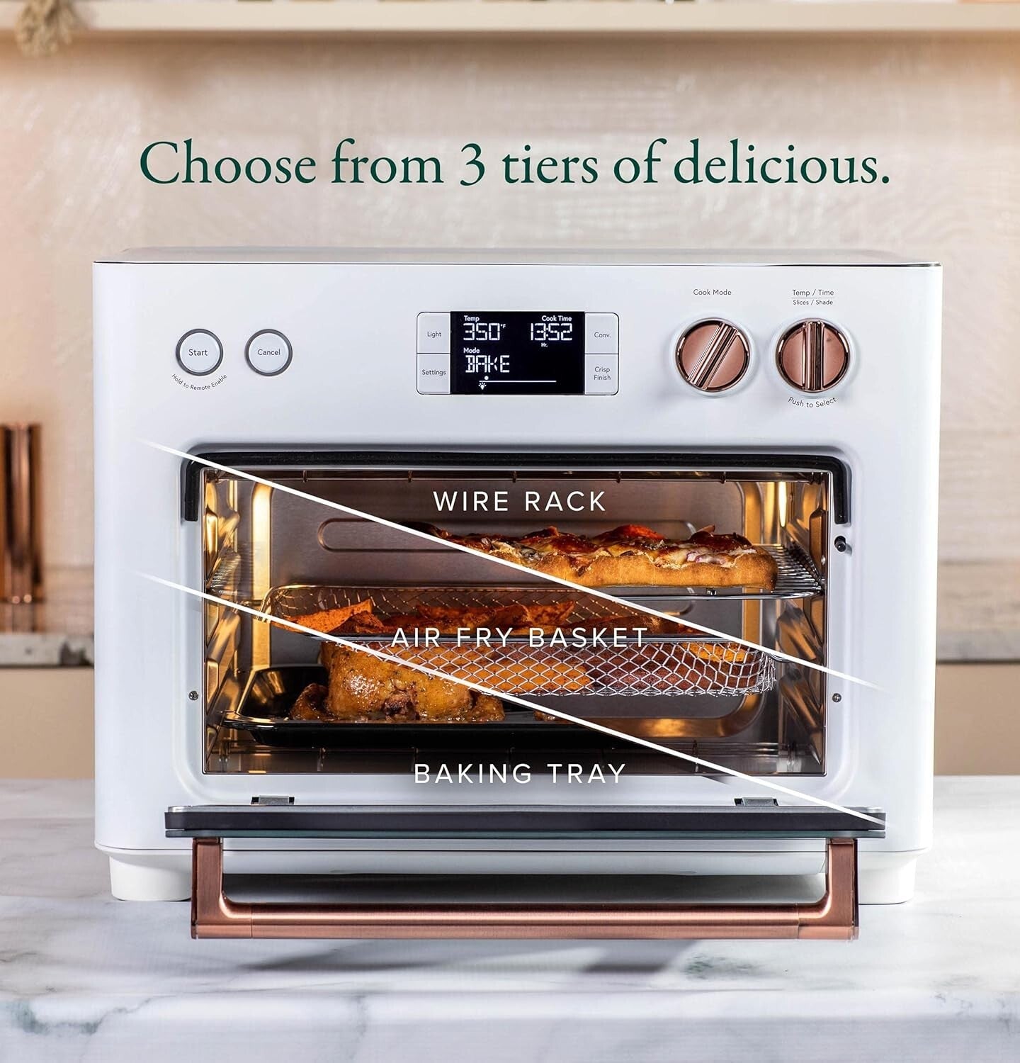 Couture Air Fry Oven - Versatile Matte White Kitchen Appliances with LCD Display