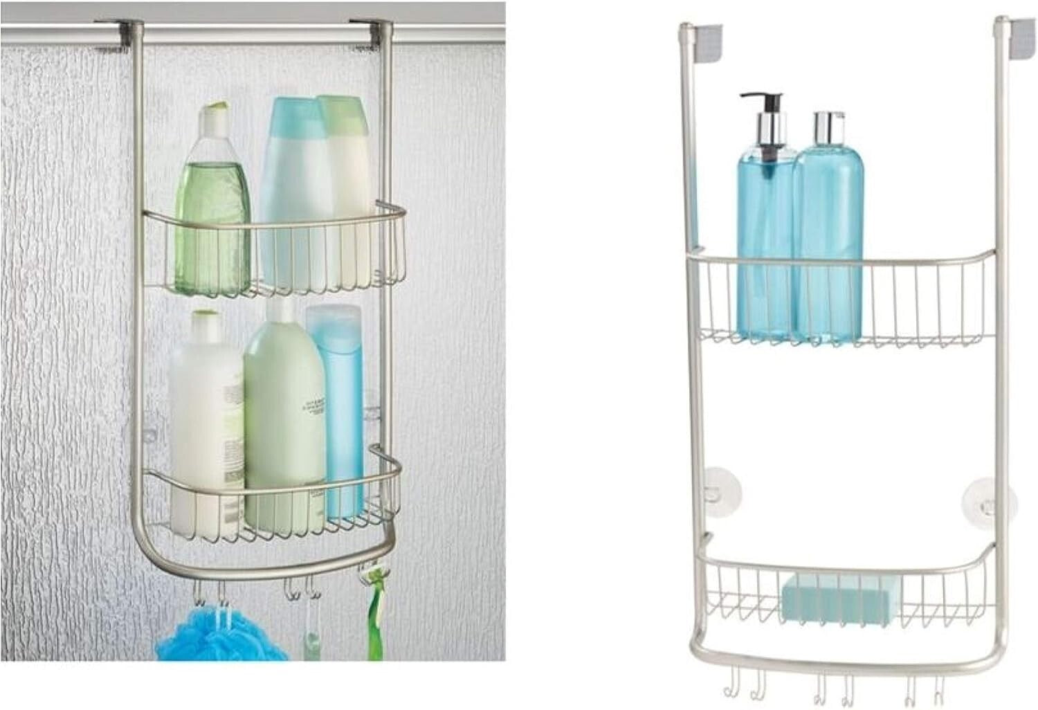 Sleek Portable Shower Caddy - Rust-Resistant with Strong Suction Cups and Hooks