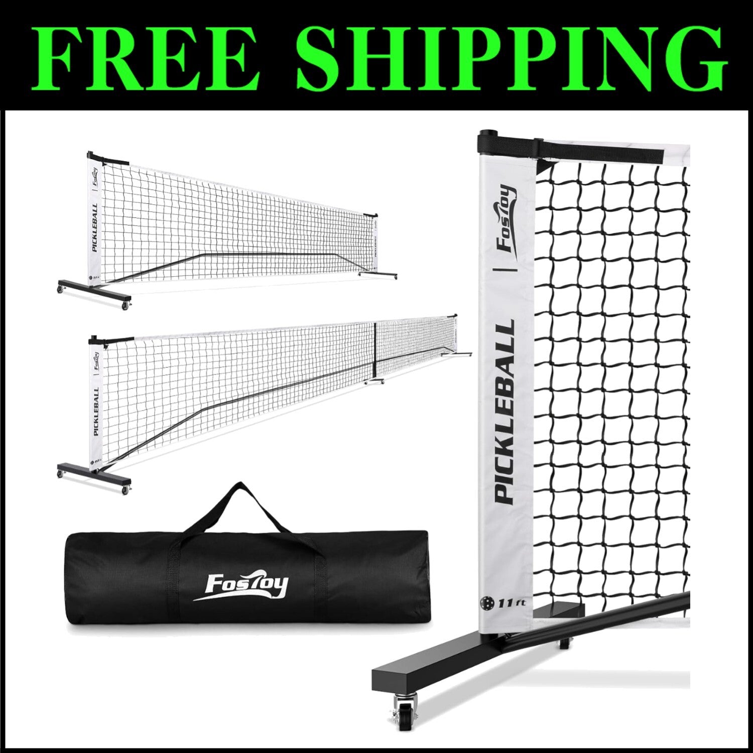 18-Ply Strong Portable Pickleball Net with Rollers - Perfect for Casual Matches